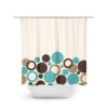 Aqua Brown And Beige Shower Curtain, Geometric Bath Curtain, Brown Bathroom, Fabric Shower Curtain, Aqua Polka Dot Curtain
