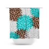 Aqua Brown And Gray Shower Curtain, Floral Shower Curtain, Shower Curtain Art, Aqua Bathroom Decor, Shabby Chic Shower Curtain