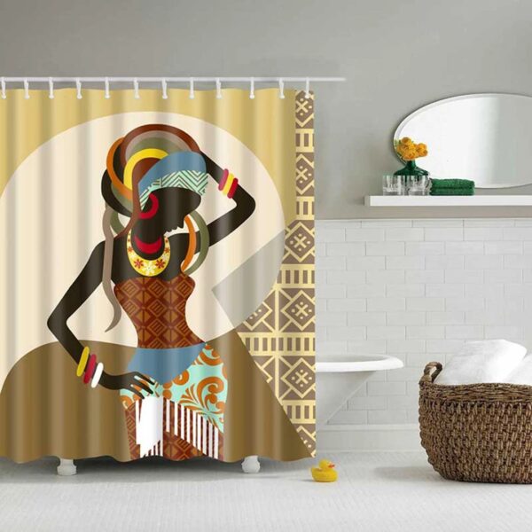 Beautiful Black African Woman Shower Curtain, Traditional Ethnic Africa Design Bathroom Curtain, Home Bath Decor Accessories