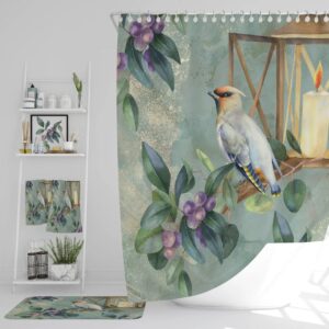 Bird Floral Shower Curtain Bathroom Decor