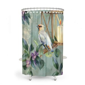 Bird Floral Shower Curtain Bathroom Decor