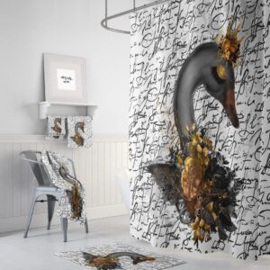 Black Swan Shower Curtain for Bathroom Decor, Home Decor