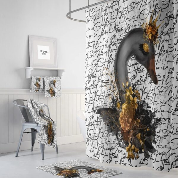 Black Swan Shower Curtain for Bathroom Decor, Home Decor