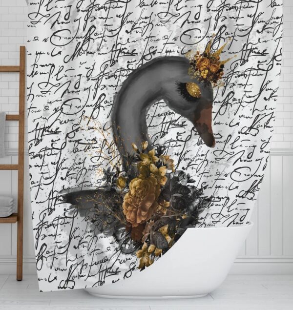 Black Swan Shower Curtain for Bathroom Decor, Home Decor