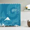 Blue Fuji Mountain Japanese Shower Curtain, Classic Minimalist Simple Fabric Bathroom Curtain, Home Bath Decor Accessories, House Gift