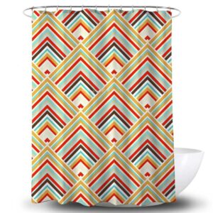Blue Red Vintage Geometry Line Shower Curtain, Diamond Arrow Bathroom Curtain, Home Bath Decor Accessories