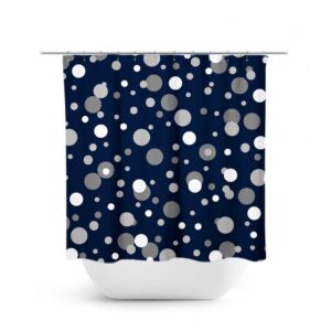 Blue Shower Curtain, Polka Dot Bath Curtain, Fabric Shower Curtain, Blue Bathroom Decor