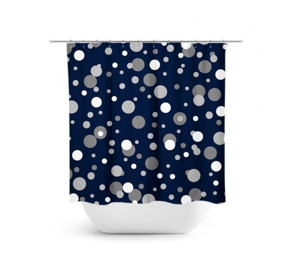 Blue Shower Curtain, Polka Dot Bath Curtain, Fabric Shower Curtain, Blue Bathroom Decor