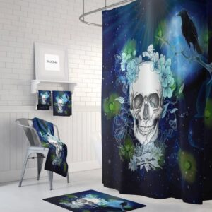 Blue Skull Shower Curtain for Bathroom Decor, Home Decor