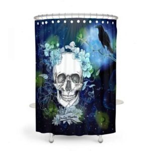Blue Skull Shower Curtain for Bathroom Decor, Home Decor