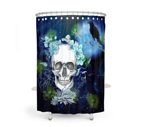 Blue Skull Shower Curtain for Bathroom Decor, Home Decor