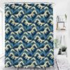 Blue Waves Shower Curtain, Ocean Sea Beach Marine Japanese Curtain, Bath Curtain Home Bathroom Decor Accessories
