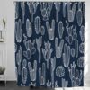 Blue White Cactus Shower Curtain, Cacti Flora Botanical Desert Plant Fabric Bathroom Curtain, Home Bath Room Decor