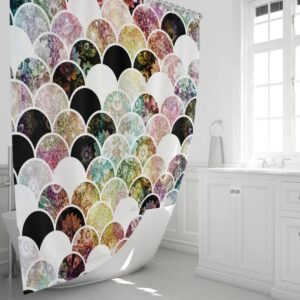 Boho Chic Mermaid Scales Shower Curtain for Bathroom Decor, Home Decor