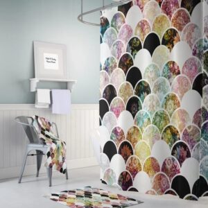 Boho Chic Mermaid Scales Shower Curtain for Bathroom Decor, Home Decor