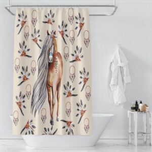 Boho Dreamcatcher Horse Shower Curtain for Bathroom Decor, Home Decor