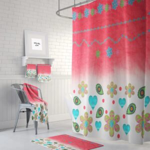 Boho Floral Shower Curtain for Bathroom Decor, Home Decor