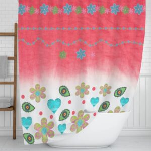 Boho Floral Shower Curtain for Bathroom Decor, Home Decor