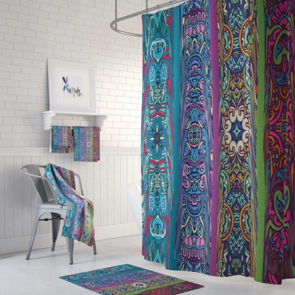 Boho Hippie Shower Curtain Retro Abstract