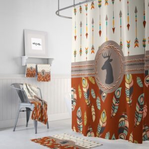 Boho Tribal Deer Shower Curtain for Bathroom Decor, Home Decor
