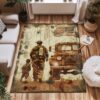 Bold Firefighter Heroes Theme Personalized Rug: Bring Heroic Vibes to Your Home, Firefighter Rugs for Living Room Bedroom, Firefighter Rectangular Rugs Full Size FR74