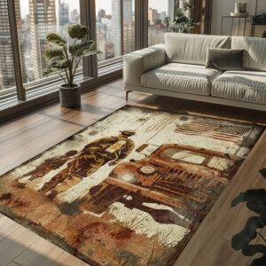 Bold Firefighter Heroes Theme Personalized Rug: Bring Heroic Vibes to Your Home, Firefighter Rugs for Living Room Bedroom, Firefighter Rectangular Rugs Full Size FR74