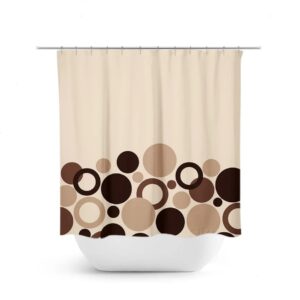 Brown And Beige Shower Curtain, Geometric Bath Curtain, Brown Bathroom, Fabric Shower Curtain, Brown Polka Dot Curtain