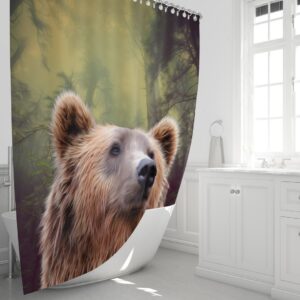 Brown Bear Shower Curtain for Bathroom Decor, Home Decor