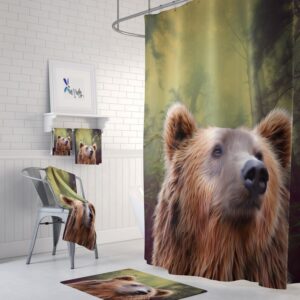 Brown Bear Shower Curtain for Bathroom Decor, Home Decor