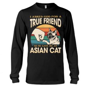 Cats Shirt - I Aksed God For A True Friend So He Gave Me A Asian Cat