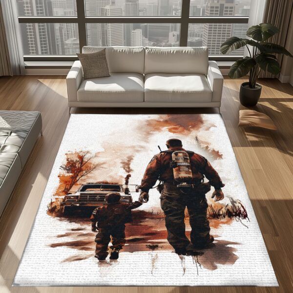 Celebrate Heroes: Custom Firefighter Carpets for Dad and Son, Firefighter Rugs for Living Room Bedroom, Firefighter Rectangular Rugs Full Size FR109