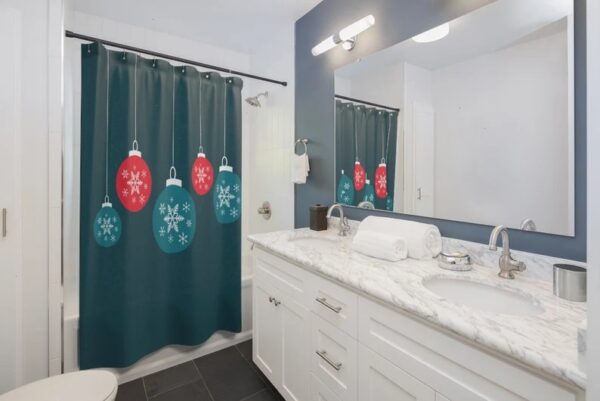 Christmas Holiday Ornament Shower Curtain