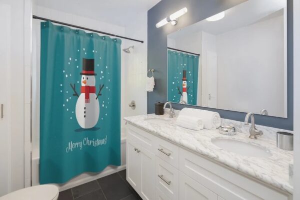 Christmas Holiday Snowman - Shower Curtain