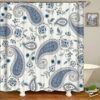 Classic White Blue Floral Shower Curtain, Bohemian Boho Flowers Minimalist Home Bath Decor