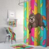 Colorful Sloth Shower Curtain for Bathroom Decor, Home Decor