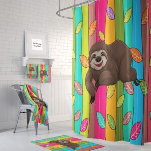 Colorful Sloth Shower Curtain for Bathroom Decor, Home Decor