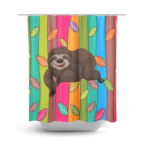 Colorful Sloth Shower Curtain for Bathroom Decor, Home Decor