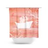 Coral Shower Curtain, Coral Bathroom Decor, Bathtub Curtain, Farmhouse Bathroom, Country Bathroom, Claw Tub Bath Curtain