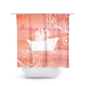 Coral Shower Curtain, Coral Bathroom Decor, Bathtub Curtain, Farmhouse Bathroom, Country Bathroom, Claw Tub Bath Curtain