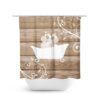 Country Decor Shower Curtain, Brown And White Bathtub Curtain, Rustic Bathroom Decor, Farmhouse Bathroom, Art Shower Curtain