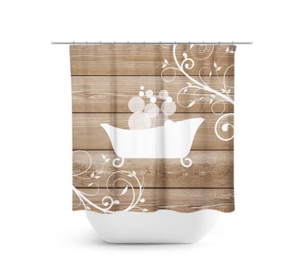 Country Decor Shower Curtain, Brown And White Bathtub Curtain, Rustic Bathroom Decor, Farmhouse Bathroom, Art Shower Curtain
