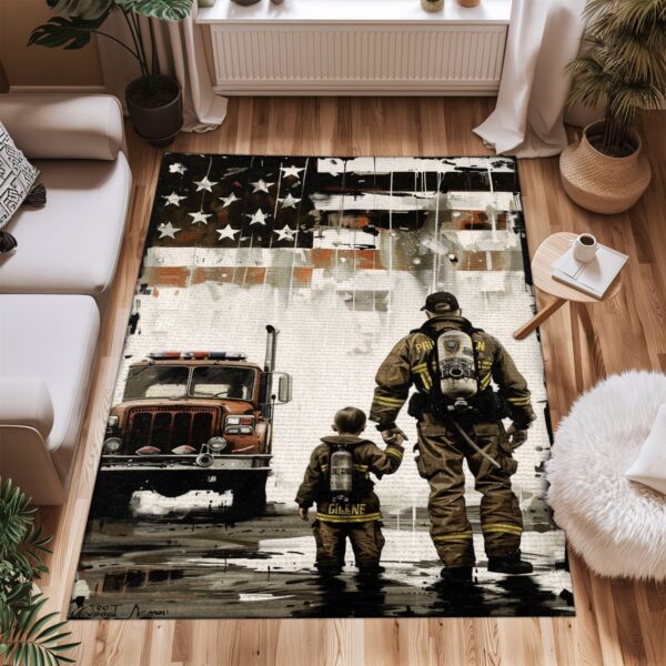 Courageous Firefighter Heroes Custom Carpet: Honor Bravery in Your Home, Firefighter Rugs for Living Room Bedroom, Firefighter Rectangular Rugs Full Size FR70
