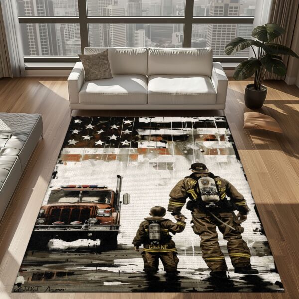 Courageous Firefighter Heroes Custom Carpet: Honor Bravery in Your Home, Firefighter Rugs for Living Room Bedroom, Firefighter Rectangular Rugs Full Size FR70