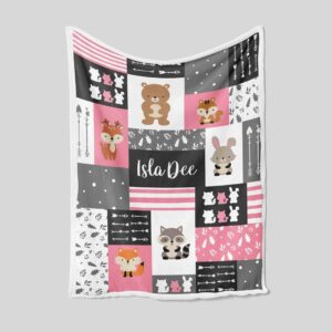 Custom Baby Blanket - Personalized Name Nursery Quilt Bedding Set