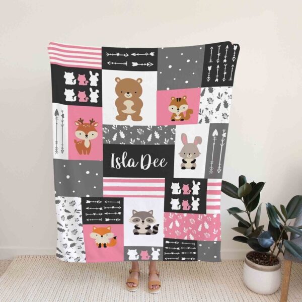 Custom Baby Blanket - Personalized Name Nursery Quilt Bedding Set