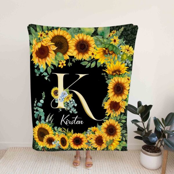 Custom Kids Sunflower Blanket - Personalized Name Blanket