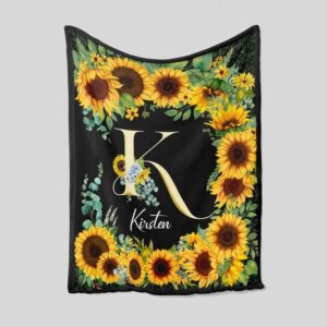 Custom Kids Sunflower Blanket - Personalized Name Blanket