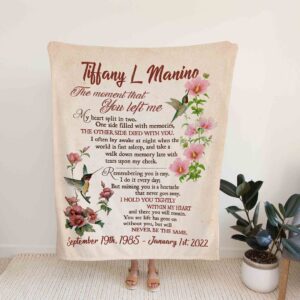 Custom Memorial Quilt Blanket - Hummingbird For Your Love, Custom Name or Suitable for Home Decoration