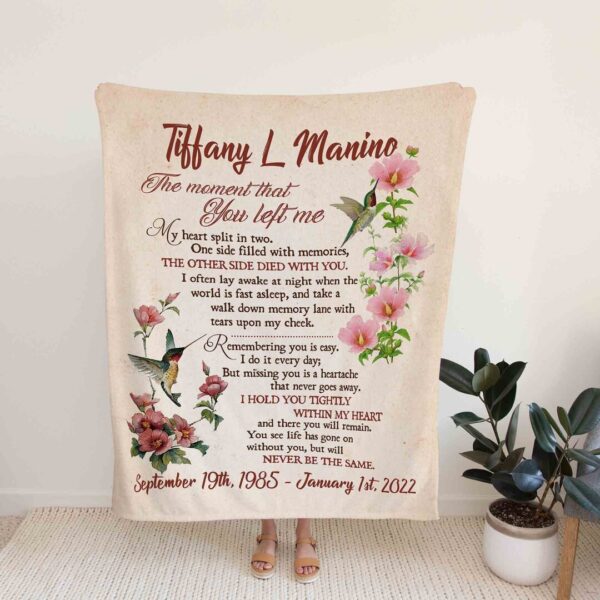 Custom Memorial Quilt Blanket - Hummingbird For Your Love, Custom Name or Suitable for Home Decoration