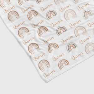 Custom Monogrammed Quilt Blanket - Rainbow, Baby, With Name or Suitable for Home Decoration